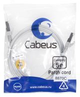 Патч-корд F/UTP, категория 5е, 2xRJ45/8p8c, экранированный, серый, LSZH, 1м 8870c Cabeus