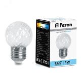 Лампа светодиодная LED 1вт Е27 строб прозрачный 6400К шар 38220 FERON