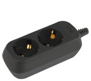 Колодка 2 розетки с зазeмлением черная KX-2e-B Б0061711 ЭРА