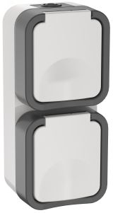 Розетка 2-местная вертикальная TORS 16А IP55  белый TS-R26-16-55-V-K41 IEK