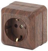 Розетка 2P+E Schuko, 16А-250В, ОУ, Quadro, венге, 2-202-10 Б0030124 ЭРА