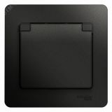 GLOSSA Розетка с заземлением со шторками с крышкой IP20 антрацит в сборе GSL000746 Systeme Electric