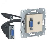 Розетка UNICA NEW HD15+Minijack бежевый