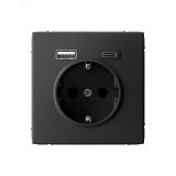 ARTGALLERY розетка 16А с 2 USB A+C, 5В/2,4А/3,0А, 2х5В/1,5А, механизм, базальт GAL001432 Systeme Electric