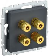 BRITE Аудиорозетка 4 поста РА10-БрГ графит BR-S40-K53 IEK