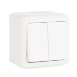 Quteo Выключатель двухклавишный наружный IP44 белый 10А 782302 Legrand