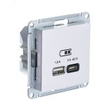 ATLASDESIGN USB РОЗЕТКА A + тип-C 45W высокоскор.заряд. QC,PD, механизм, ЖЕМЧУГ ATN000429 Systeme Electric