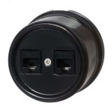 Розетка Лизетта RJ45 информационная двойная, керамика, цвет черный B1-302-03 Bironi