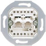 Розетка универсальная телефон/компьютер (RJ45) 2-ная, (неэкранированная)   категория 3  Механизм. EPUAE8-8UPO JUNG
