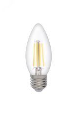 Лампа сетодиодная декоративная LED 6w E27 3000K свеча прозрачная филамент 230/50 Jazzway 5020481 JazzWay