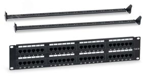 Патч-панель 19'' (2U) 48 портов RJ-45 категория 5e Dual IDC с задним кабельным организатором цвет черный WRline'' 505209 WRLine