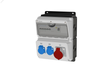 Комбинация розеток , Вход М32, клеммы, УЗО 4P/40A/30mA, 1xCEE16A5p, 2xSchuko16A, IP44. 00-00033735 INPIN