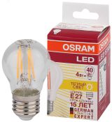 Лампа светодиодная LED 4Вт Е27 STAR ClassicP (замена 40Вт),теплый, прозр, филаментная Osram 4052899971639 LEDVANCE