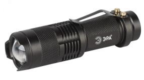 Фонарик на батарейках 1xAA карманный кемпинговый с регулируемым фокусом, прищепка 3 режима UB-602 Компакт Б0027826 ЭРА
