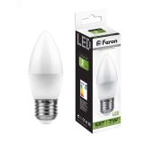 Лампа светодиодная LED 7вт Е27 белый матовая свеча 25759 FERON