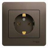 GLOSSA Розетка с заземлением шоколад в сборе GSL000842 Systeme Electric