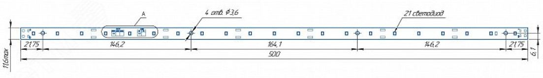 Модуль светодиодный LINE 500x11.6 AL1 3x7 Lumileds 2835 CRI80 3000K MOD5003730 Аргос-Электрон