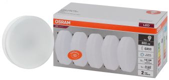 Лампа светодиодная LED 10 Вт GX53 6500К 800Лм таблетка 220 В (замена 75Вт) OSRAM упаковка 5 штук 4058075584204 LEDVANCE