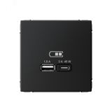 ARTGALLERY USB розетка A + тип-C 45Вт высокоскор.заряд. QC, PD, механизм, карбон GAL001029 Systeme Electric