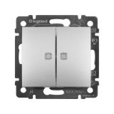 VALENA Выключатель двухклавишный с подсветкой в рамку алюминий 770128 Legrand