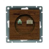 Розетка компьютерная+телефонная UNIVersal серия Афина, с/у, 1А, RJ45, RJ12, венге (еврослот), механизм A0052-V UNIVersal
