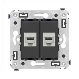 Avanti Компьютерная розетка RJ-45 без шторки в стену, кат.6А двойная экранированная,  Черный матовый 4412774 DKC