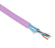 Витая пара. экранированный F/UTP. общий экран фольга. категория 5e. 4 пары 26 AWG. 4х2х0.48 мм многопроволочные жилы. PVC. нг(А)-LS. внутренний (305 м)-20 град. Цельсия  +75 град. Цельсия. розовый 444671 Hyperline