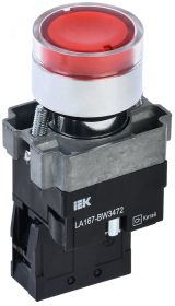 Кнопка LA167-BW3472 d=22мм RC 1р с подсвет. красная BBT20-BW3472-2-12-67-K04 IEK