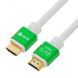 Кабель HDMI 2.0, Ultra HD 19М на 19М, 3 м., AL белый-зеленый 1000563992 Greenconnect