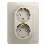 GLOSSA розетка двойная с заземлением со шторками в сборе молочный GSL000926 Systeme Electric