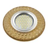 DLS-L144 GU5.3 GLASSY/GOLD Светильник декоративный встраиваемый, серия Luciole. Без лампы, цоколь GU5.3. Доп. светодиодная подсветка 3Вт. Стекло. Зеркальный/светло-желтый. ТМ Fametto UL-00003888 Uniel