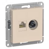Розетка ATLASDESIGN двойная компьютерная+ТВ RJ45+TV категория 5E механизм бежевый ATN000289 Systeme Electric