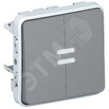 Plexo Переключатель двойной с подсветкой серый 069526 Legrand