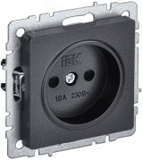BRITE Розетка 1 пост без заземления с защитными шторками 10А РСш10-2-БрЧ черный IEK BR-R13-10-K02 IEK