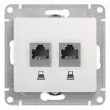 Розетка Glossa двойная компьютерная RJ45 + RJ45 кат.5E механизм белый GSL000185KK Systeme Electric