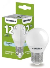 Лампа светодиодная G45 шар 12Вт 230В 6500К E27 GENERICA LL-G45-12-230-65-E27-G IEK