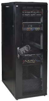 Шкаф серверный, 19'' 42U 800х1000 мм передня двухстворчатая перфорированная дверь, задняя перфорированная черная, ч.1 шкафа (ETM4736262, ETM886052, ETM6473576)