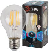 Лампа светодиодная филаментная F-LED A60-7W-840-E27 (филамент, груша, 7Вт, нейтр., Е27) (10/100/1500) Б0043447 ЭРА