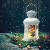 Фонарь декоративный с Шариками 12х12х20,6 см, белый корпус, тёплый белый свечение 513-062 Neon-Night