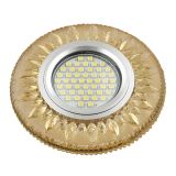 DLS-L141 GU5.3 GLASSY/GOLD Светильник декоративный встраиваемый, серия Luciole. Без лампы, цоколь GU5.3. Доп. светодиодная подсветка 3Вт. Стекло. Зеркальный/светло-желтый. ТМ Fametto UL-00003878 Uniel
