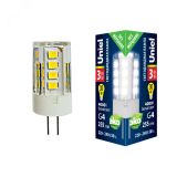 Лампа светодиодная прозрачная Белый свет (4000К) LED-JC-220/3W/4000K/G4/CL GLZ09TR UL-00006743 Uniel
