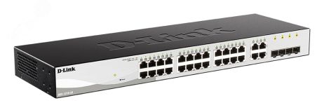 Коммутатор управляемый L2 24 порта 10/100/1000 Мб/с, 4хRJ45/SFP 140110 D-Link