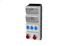 Комбинация розеток , Вход М40, клеммы, УЗО 4P/63A/30mA, 2xCEE16A5p, 3xSchuko16A, IP44. 00-00033751 INPIN