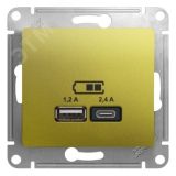 GLOSSA USB РОЗЕТКА A+С, 5В/2,4А, 2х5В/1,2 А, механизм, ФИСТАШКОВЫЙ GSL001039 Systeme Electric