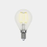 Лампа светодиодная. Форма ''шар'', прозрачная. Air. Теплый (3000K). LED-G45-7,5W/WW/E14/CL GLA01TR UL-00003250 Uniel