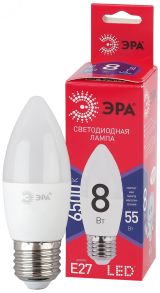 Лампа светодиодная LED B35-8W-865-E27 R (диод, свеча, 8Вт, хол, E27) (10/100/3500) Б0045342 ЭРА