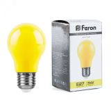Лампа светодиодная LED 3вт Е27 желтый шар 25921 FERON