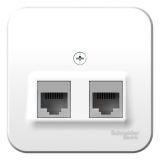 Розетка BLANCA наружная двойная компьютерная RJ45, кат.5e, с изолирующей пластиной, белый BLNIA045451 Systeme Electric