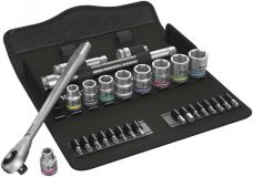 Набор с трещоткой 8100 SB 7 Zyklop Metal Push сдвижной квадрат DR 3/8 29 предметов WE-004047 Wera