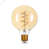 Лампа светодиодная филаментная LED 6 Вт 360 лм 2400К AC185-265В E27 шар G95 теплая золотистая колба Black Filament 105802007 GAUSS